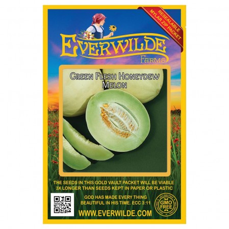 Everwilde Farms - 1 oz Green Flesh Honeydew Melon Seeds - Gold Vault Bulk Seed Packet, Brown